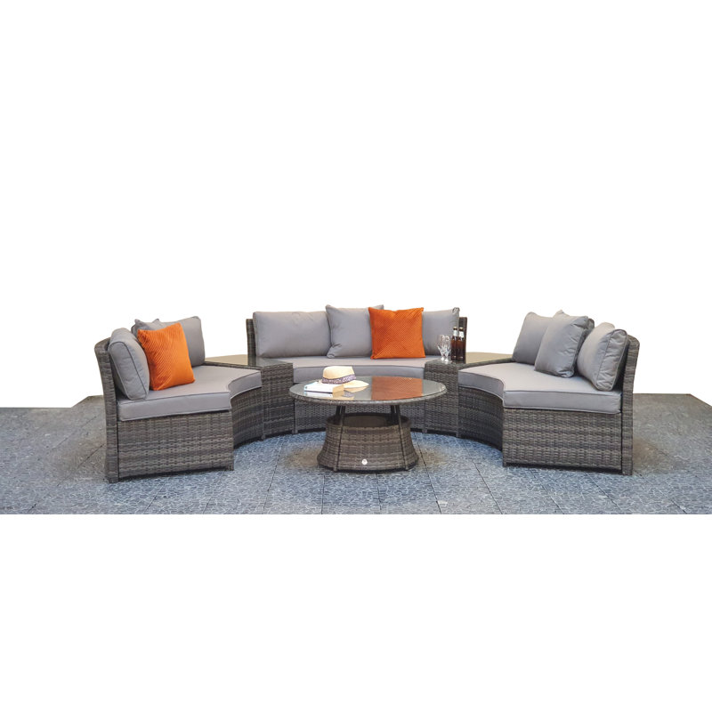 Janet 6 Seater Rattan Sofa Set, Mixed Grey/Grey