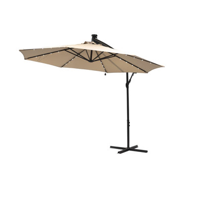10' Solar LED Lighted Cantilever Umbrella