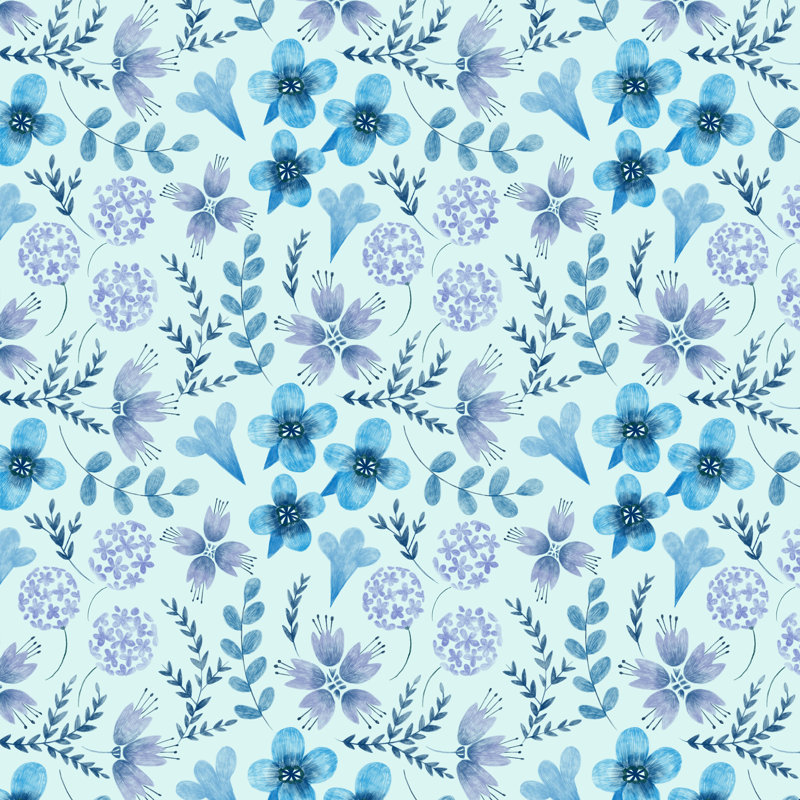 «Blue Velvet Floral» par Pimlada Phuapradit, impression sur toile tendue, H 36 po x l 36 po