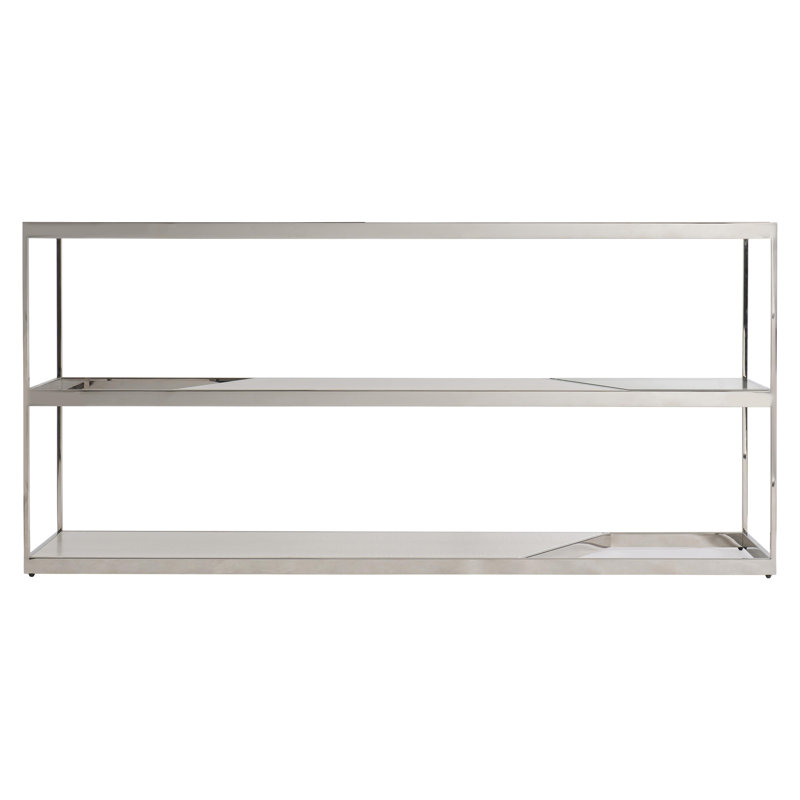 Beige and Silver Rectangular Transitional Console Table with Storage