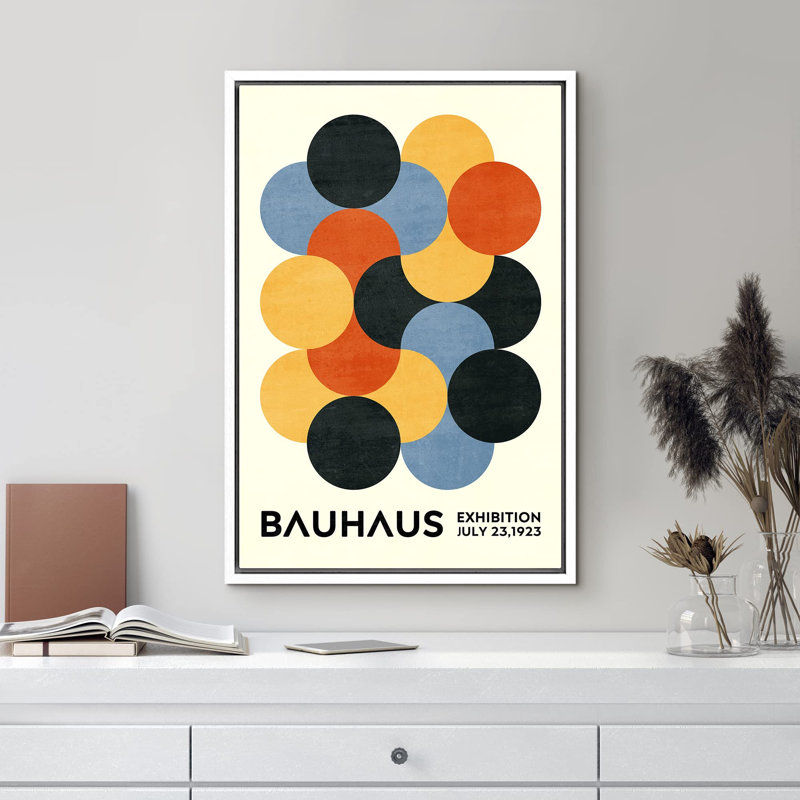 Abstrait, blocs de couleurs vibrantes, géométrique, cercle coloré, polyhaus de Bauhaus, H 24 po x l 16 po, Blanc