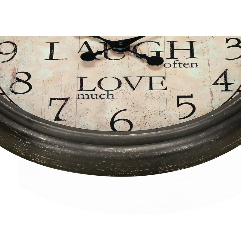 Horloge murale ronde 16 po, horloge murale, brun antique, transitionnel