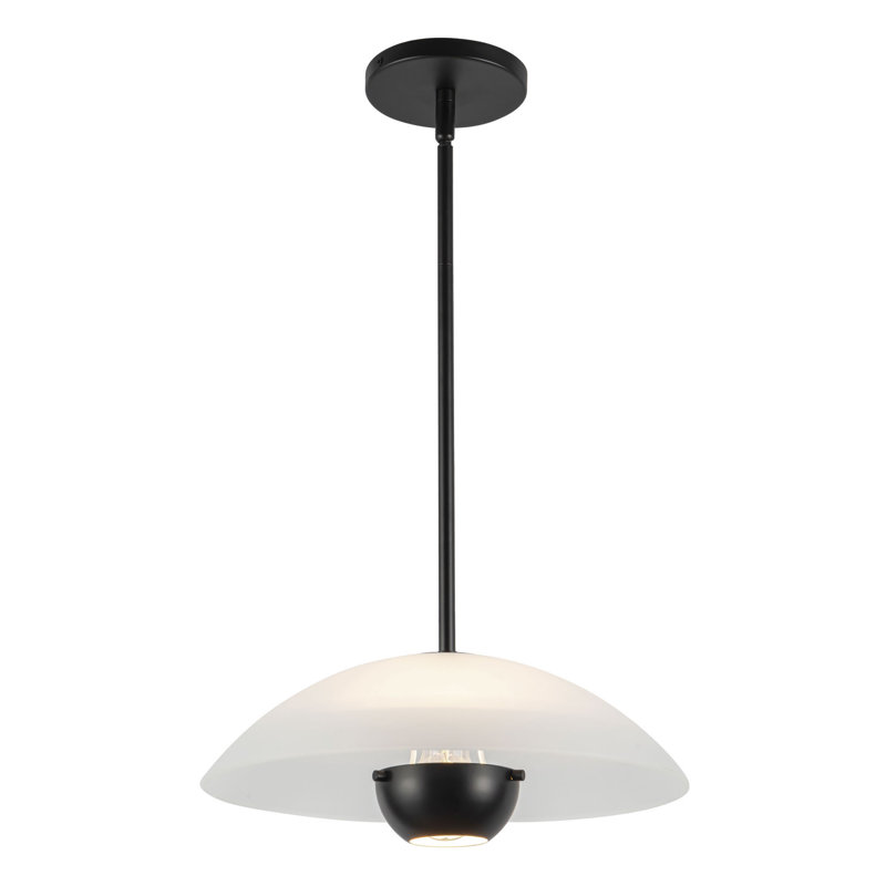 Umbra 14-in Black Pendant, 14-in, Matte Opal Glass / Black