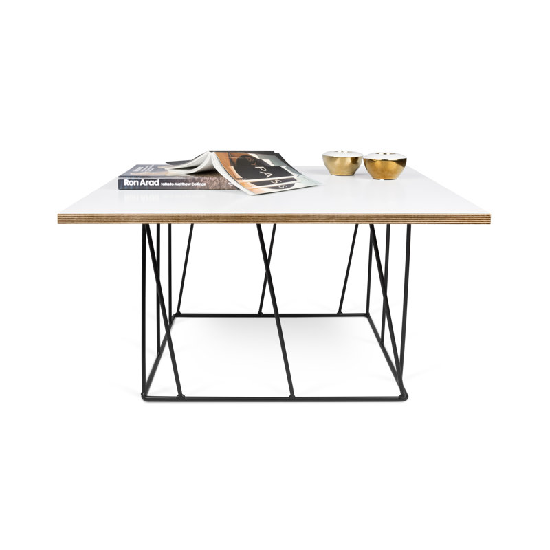 Cabrera Coffee Table, Black Lacquered Steel, Pure White