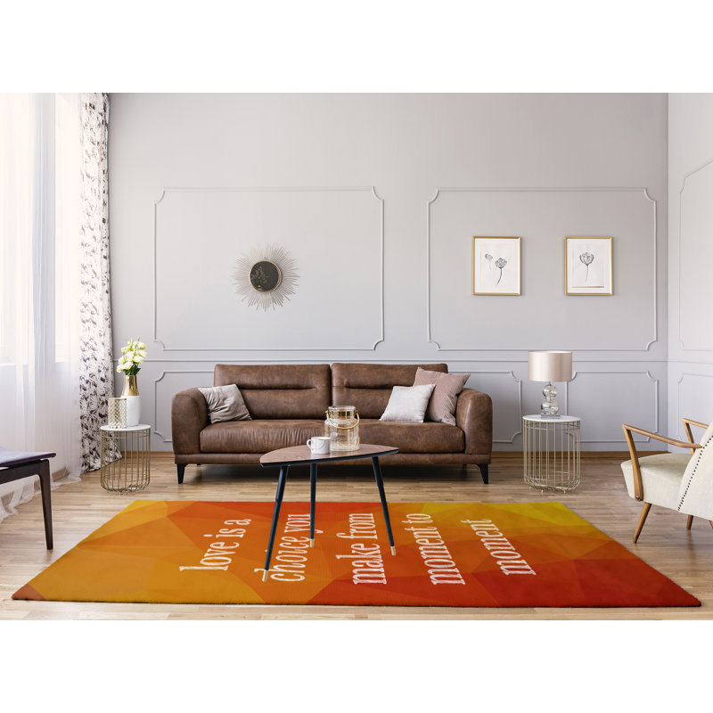 Tapis en chenille de polyester avec citation «Love Is A Choice» Quotes, Rectangle 5 pi x 7 pi