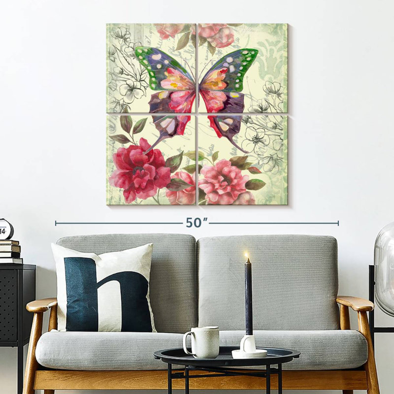 Brampt papillon floral II, H 32 po x l 32 po