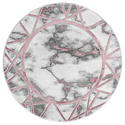 Keins Pink Modern Abstract Geometric Area Rug – Soft Washable Polypropylene Carpet for Living Room, Bedroom & Hallway – Stain Resistant & Durable Home Floor Mat