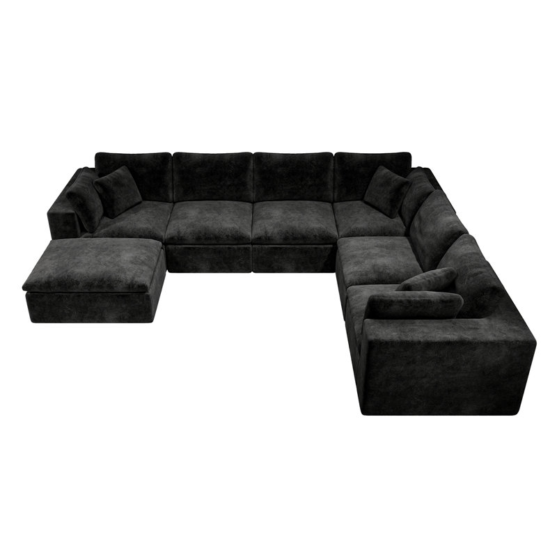 Canapé modulaire 137,8 * 108,3 po, Noir