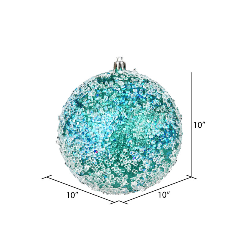 Ornement boule scintillante, Bleu sarcelle, H 10 po x l 10 po x P 10 po, 1
