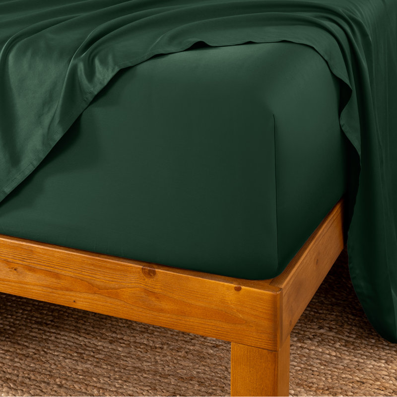 Rayon from Bamboo Fitted Sheet, Queen Fitted Sheet, Forest Green