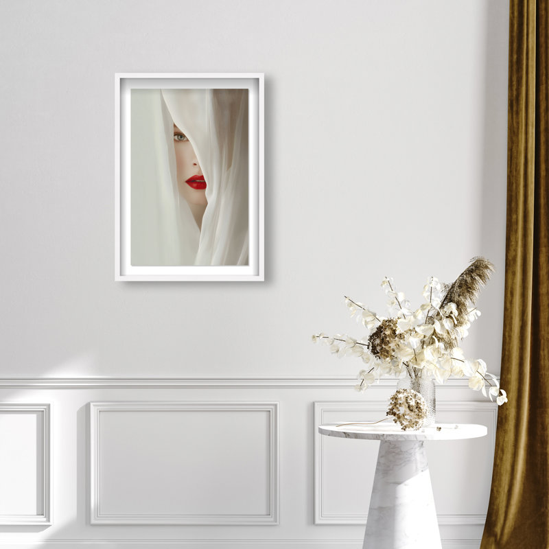 Secret Under Silk Print by Oliver Gal, 31.5"H x 21.5"W, White Shadowbox