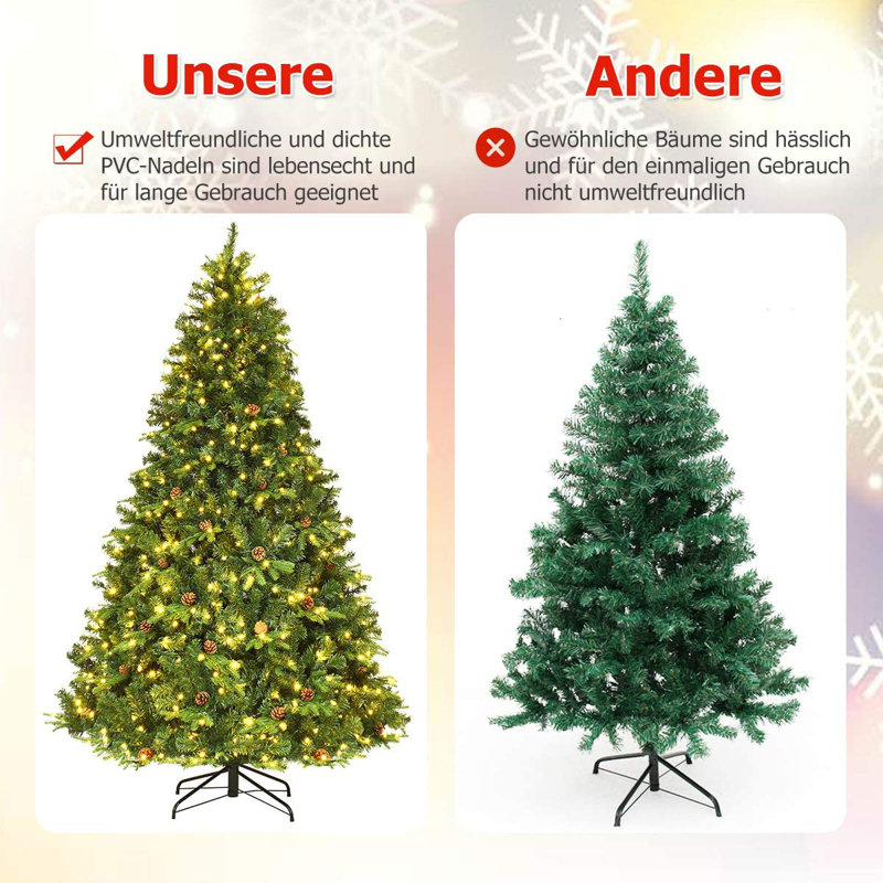 Artificial Christmas Tree Green With Led Lights, 7.4' H