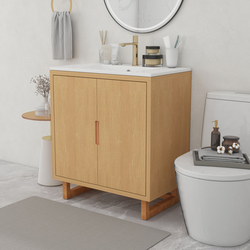 Ensemble de meuble-lavabo simple 29,5 po Keymya, Brun