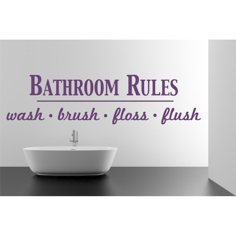 Décalcomanie murale règles de salle de bain, H 17 po x l 65 po x P 0,01 po, Violet