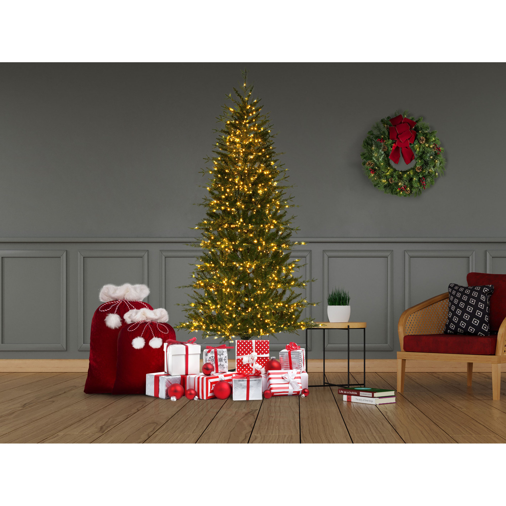 84' Lighted Artificial Fir Christmas Tree