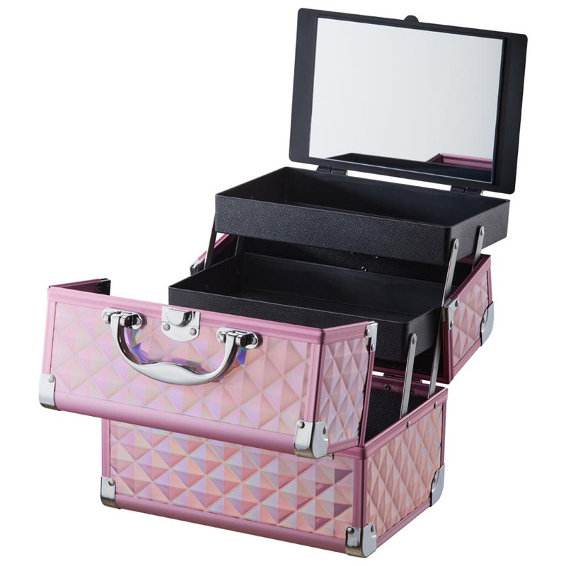 Makeup Box Professional Cosmetic Organizer Aluminum Storage Box with 6 Trays