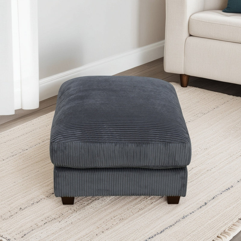 37" Wide Corduroy Living Room Upholstered Ottoman, Gray Corduroy