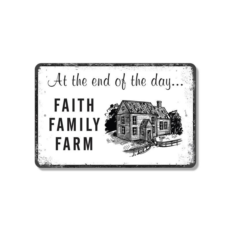 Enseigne familiale en plastique 8 po x 12 po Faith Family Farm (paquet de 2)