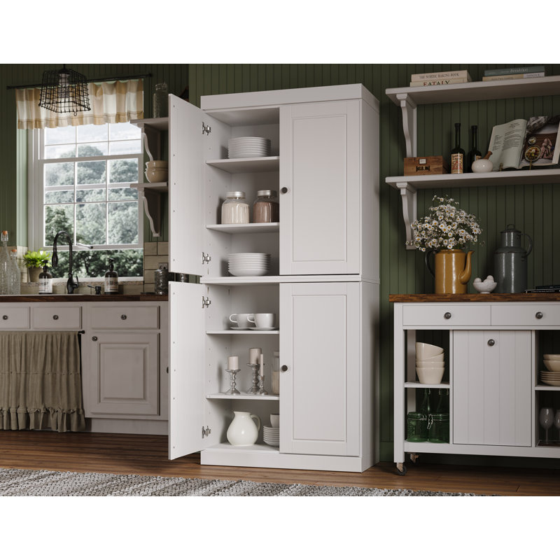 Bryani 100% Solid Wood Tall Kitchen Pantry Cabinet with Doors, Adjustable Shelves, Modular Kitchen Storage Cabinet, 32" W x 71.5" H