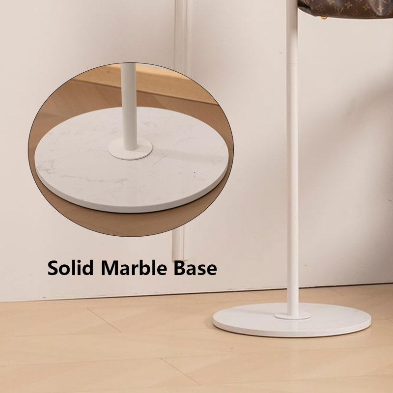 Coat Rack Freestanding With Marble Base, White