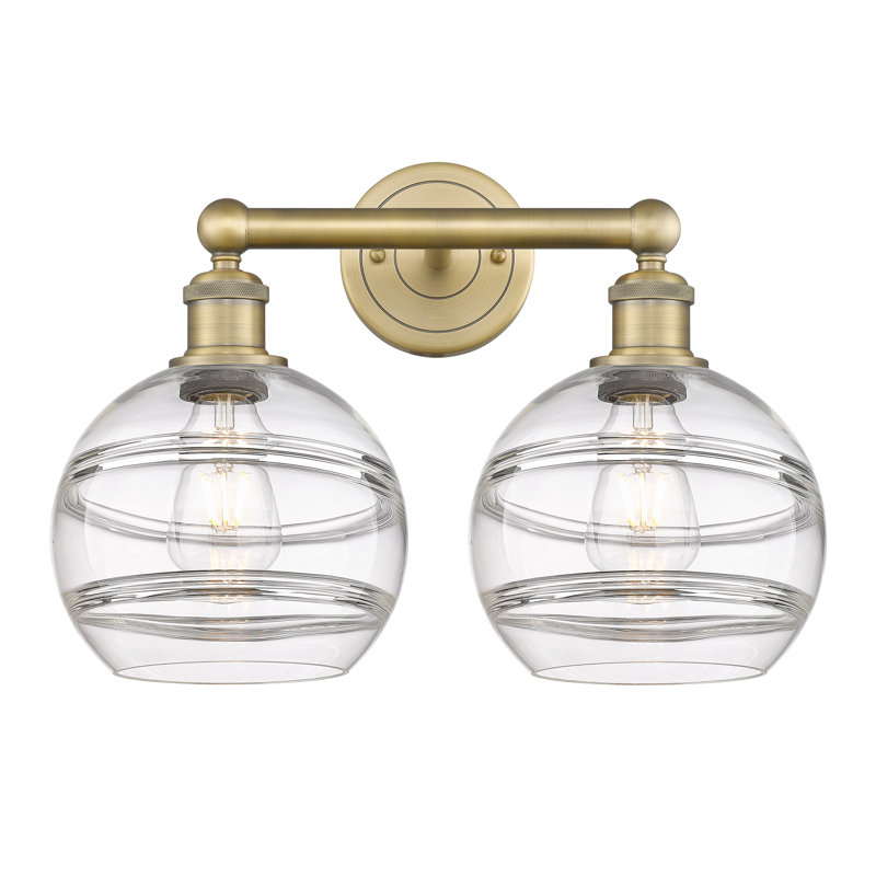 Éclairage pour meuble-lavabo à 2 lumières à intensité variable Bienes, Transparent, Laiton brossé