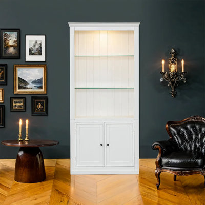 78.75" H Lighted Retro Display Cabinet, With 2 Adjustable Tempered Glass Shelves, And 1 Storage Cabinet Bookcase by Winston Porter