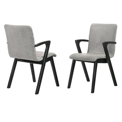 Keicy Upholstered Gray Dining Chairs in Black Finish