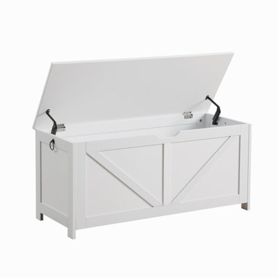 Storage Chest,Storage Bench,Retro Toy Box Organizer ,Entryway Storage Bench with 2 Hinges,Easy Assembly,White