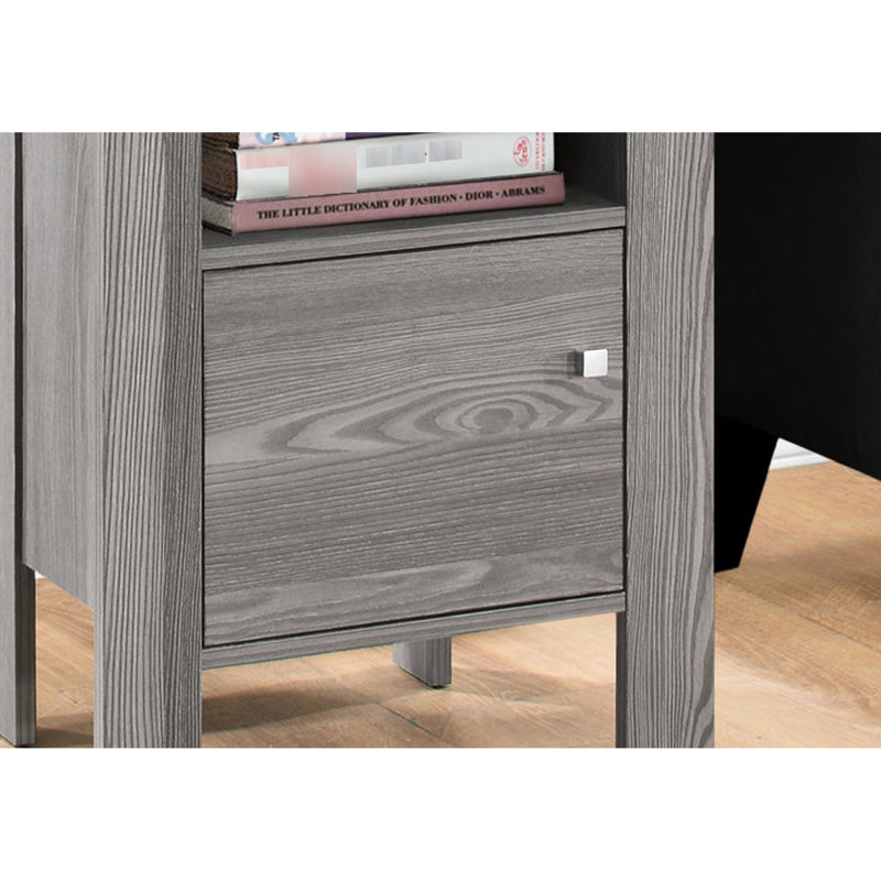 Table d'appoint élégante avec rangement - Stratifié gris pour la décoration de chambre à coucher
