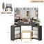 Dressing Table with Motion Sensor 3-colour lighting, Charging Socket, Storage Drawers and Stool-1586254829