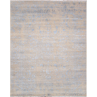 Transitional Beige/L. Blue Area Rug