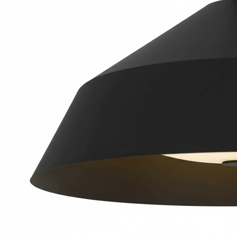 Luminaire suspendu noir à DEL intégré, H 10 po x l 22 po x P 22 po