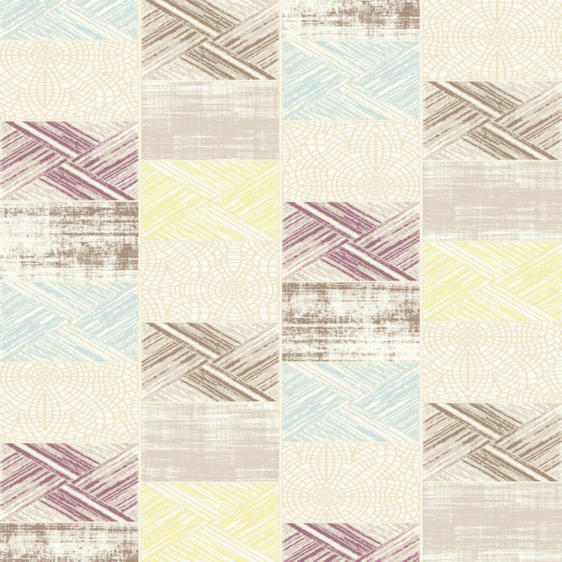 Tapis en polyester tissé à la machine Mclemore en beige / mauve / bleu, Rectangle 2 pi 7 po x 4 pi 11 po