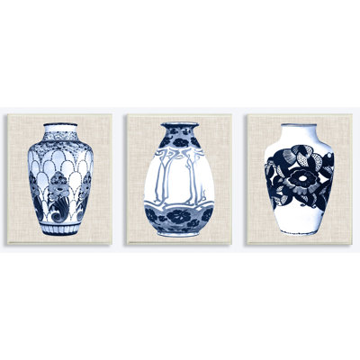 «Blue and White Vase Series on Linen», impression