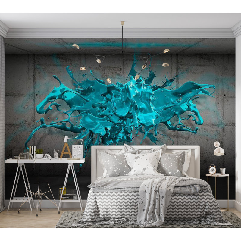 Murale Aramais, L 82 po x l 118 po, Bleu