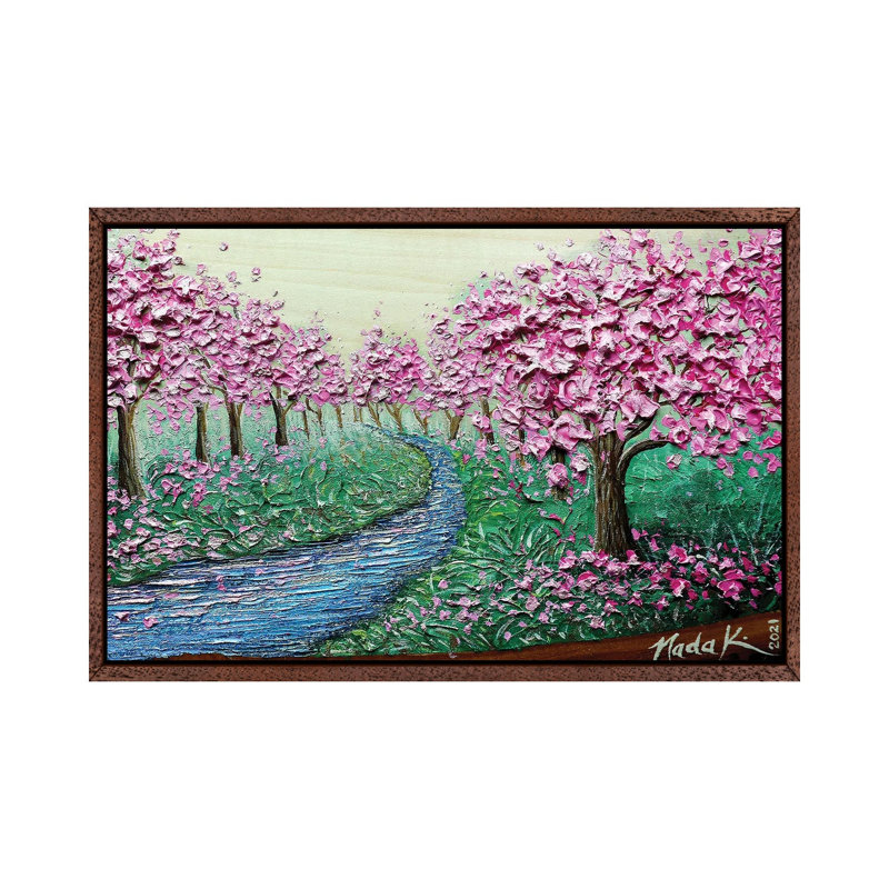 A Bloom In Flow - Hot Pink Magenta by Nada Khatib - Gallery-Wrapped Canvas Giclée on Canvas, Classic Wood Floater Framed