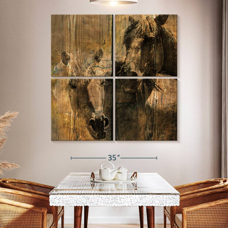 Brampt chevaux gris anthracite, H 50 po x l 50 po