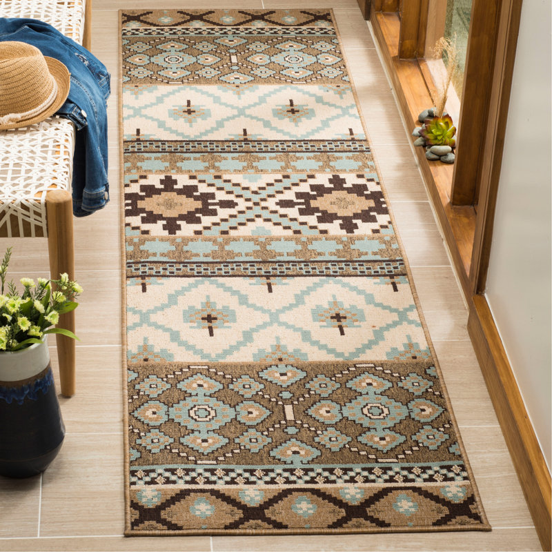 Tapis intérieur / extérieur Northpoint Southwestern, Tapis de couloir 2 pi 3 po x 10 pi