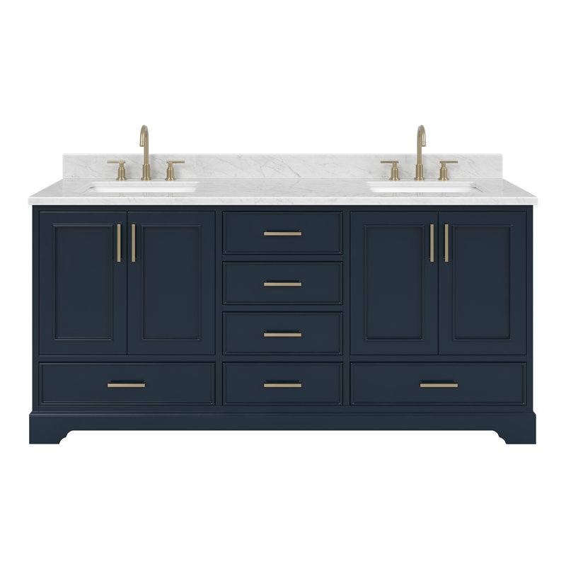 Ensemble de meuble-lavabo double 73 po Abita, Bleu minuit