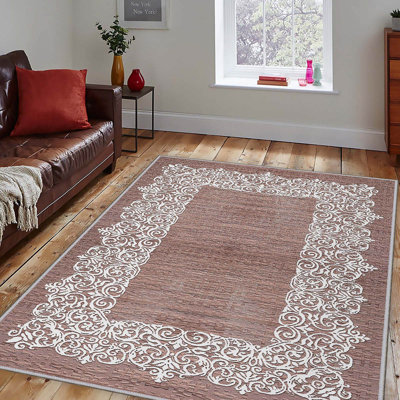 Stylish Hall Carpet (3.3 x 6.6 ft), 100% Polyester, 0.3 in Pile Height | Antibacterial, Non-Slip PVC Felt Dot Underside | Machine Washable, 3D Digital Print, Durable & Easy to Clean | Perfect for Entryway & Living Areas