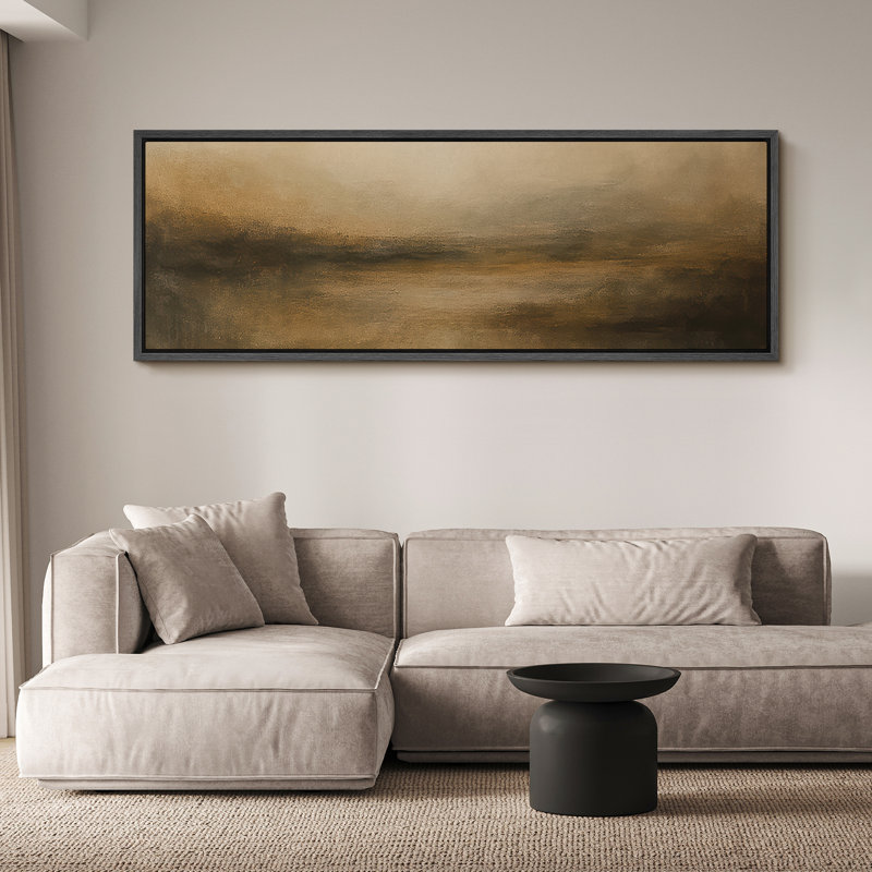 Grande impression sur toile encadrée, impression de paysage abstrait neutre pour décoration murale moderne minimaliste, Noir