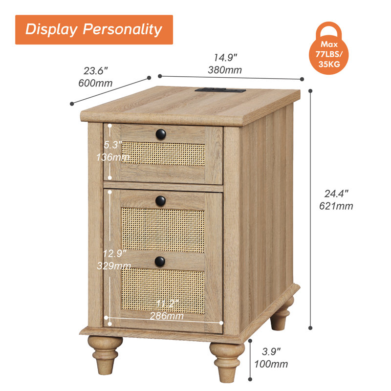 Arela End Table with Storage and Built-In Outlets