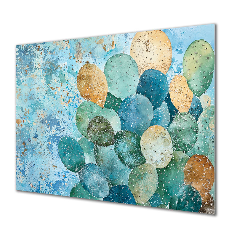 Minimal Cactus Composition I - décoration murale florale en métal, impression de cactus floral, H 16 po x l 32 po