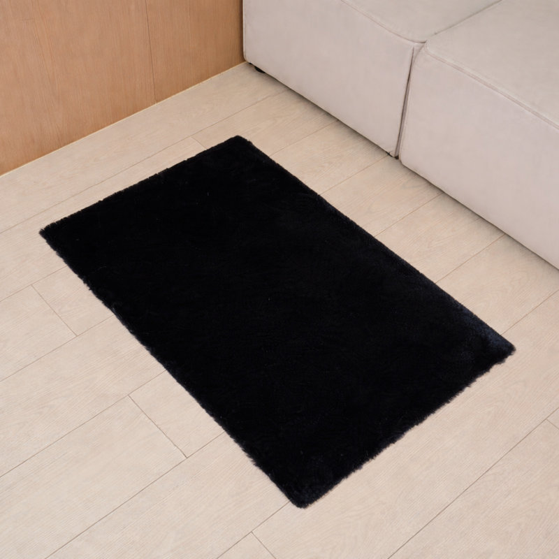 Solid Colour Machine Tufted Indoor / Outdoor Area Rug, Rectangle 50 x 80 cm, Black