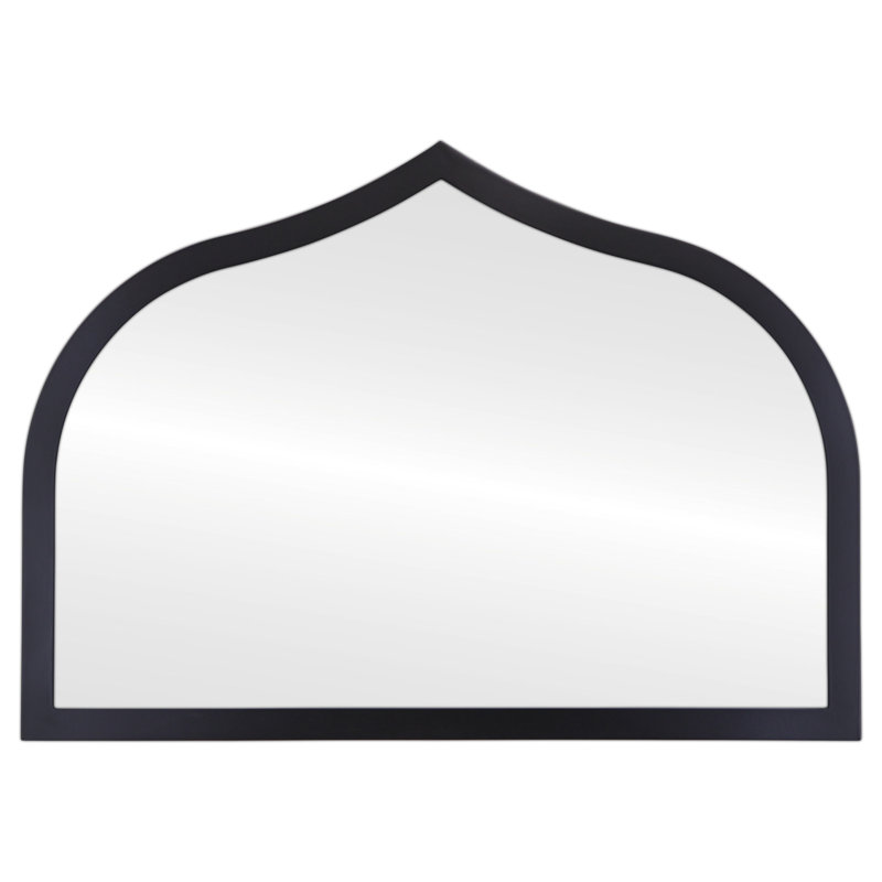 Wood Frame Arch Wall Mirror, Matte Black