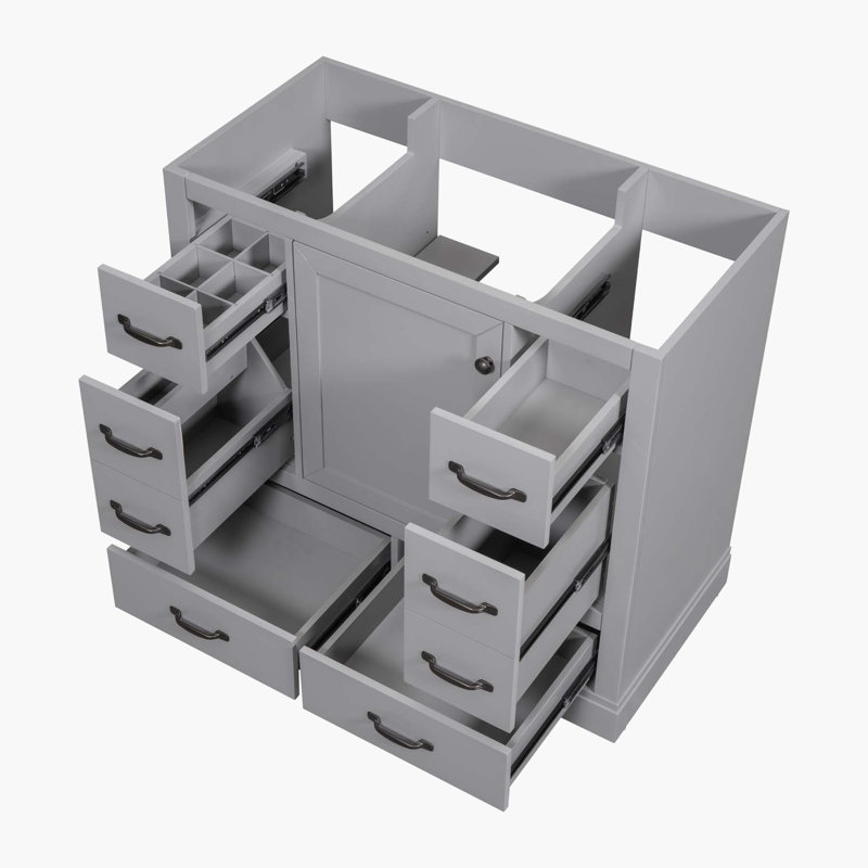 Base de meuble-lavabo simple H 33 po x l 35,5 po x P 17,9 po 35,5 po seulement, Gris