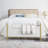 Upholstered Linen Storage Bench with Cylindrical Arms and Iron Legs-1469459921