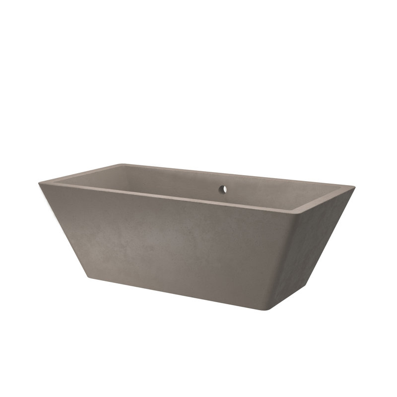 Mendocino NativeStone Concrete 66" x 34" Freestanding Soaking Bathtub, Earth