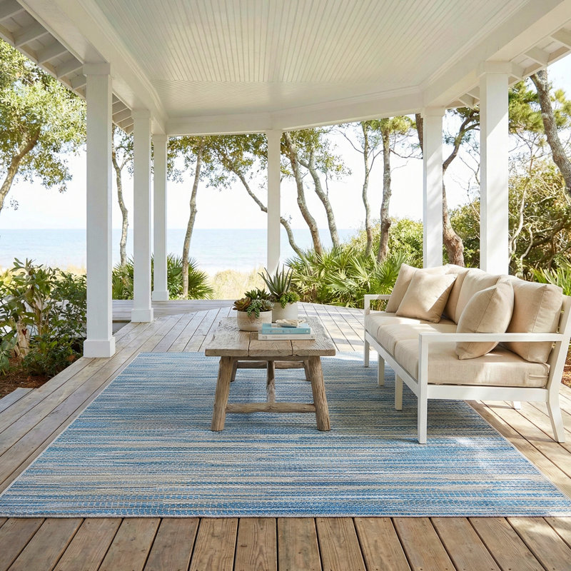 Tapis rayé bleu océan Radley, Rectangle 2 pi x 3 pi 7 po
