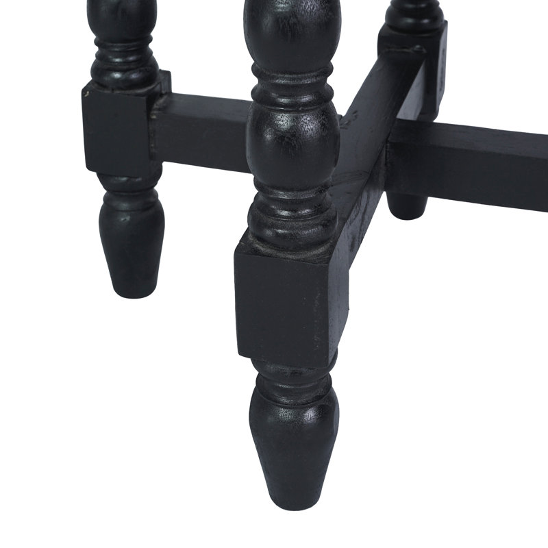 Aiden Round Solid Wood End Table, Black